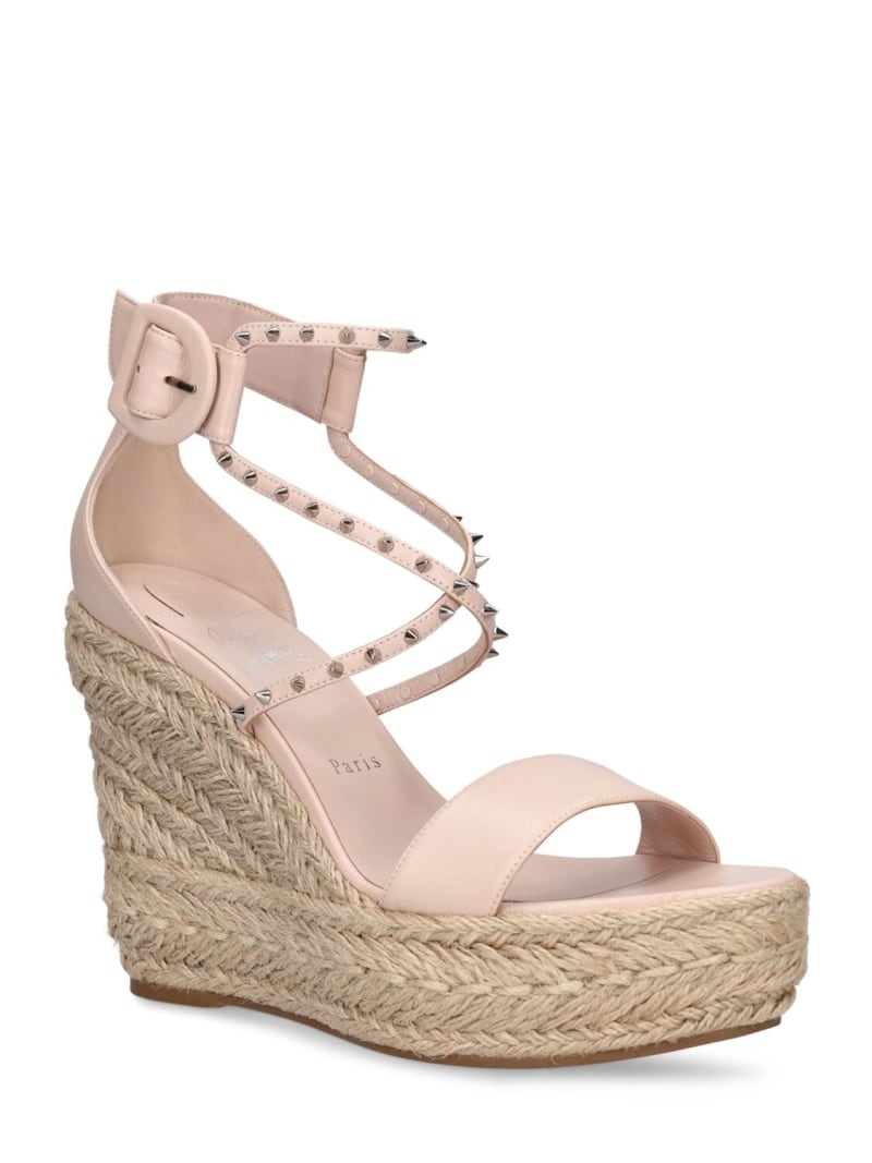 120mm Chocazeppa leather & raffia wedges - 3