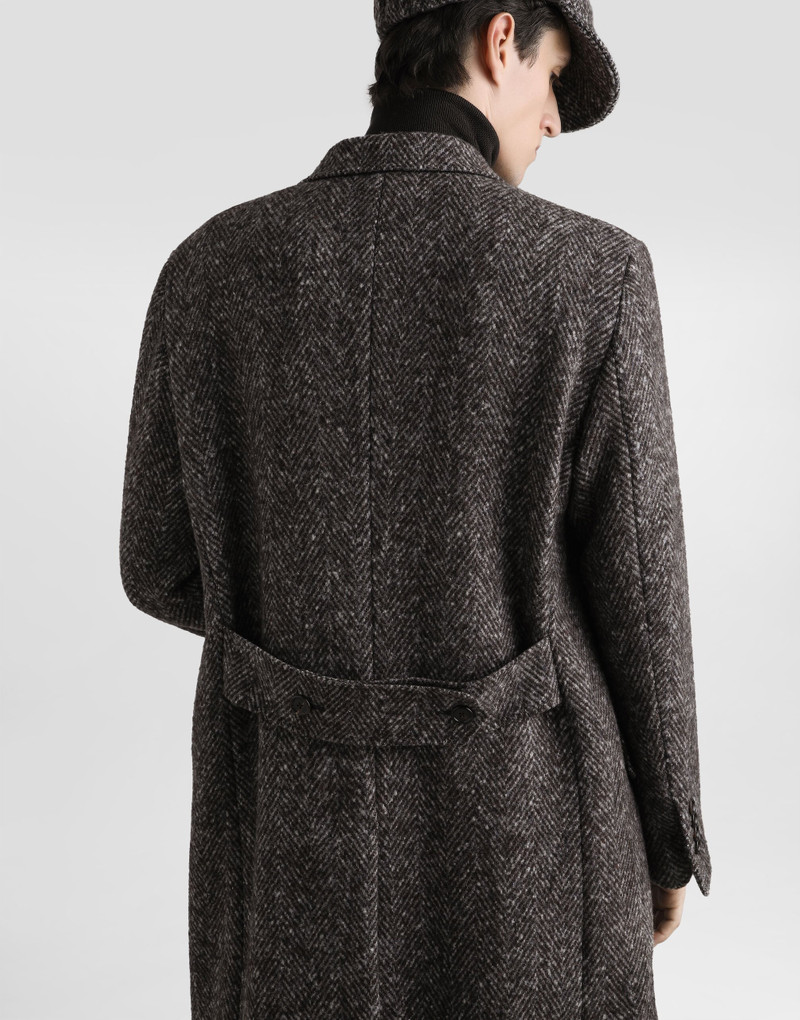 Double-breasted herringbone coat 6