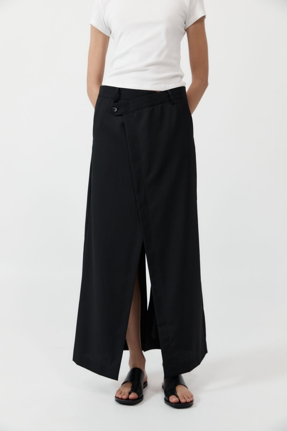 Deconstructed Waist Maxi Skirt - Black - 3