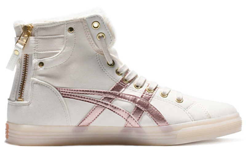 Asics (WMNS) ASICS Double Clutch Fleece Retro High Board Shoe Milk White/Gold 1202A078-100 outlook
