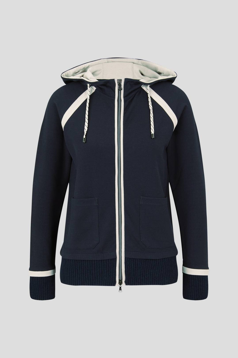 KELLI SWEATSHIRT JACKET IN NAVY BLUE/WHITE 1