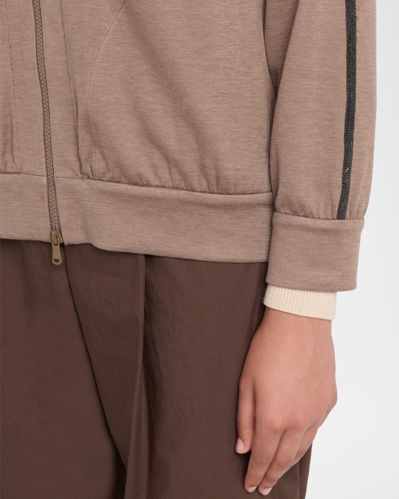 Monili Stripe Cotton-Silk Zip Jacket 5