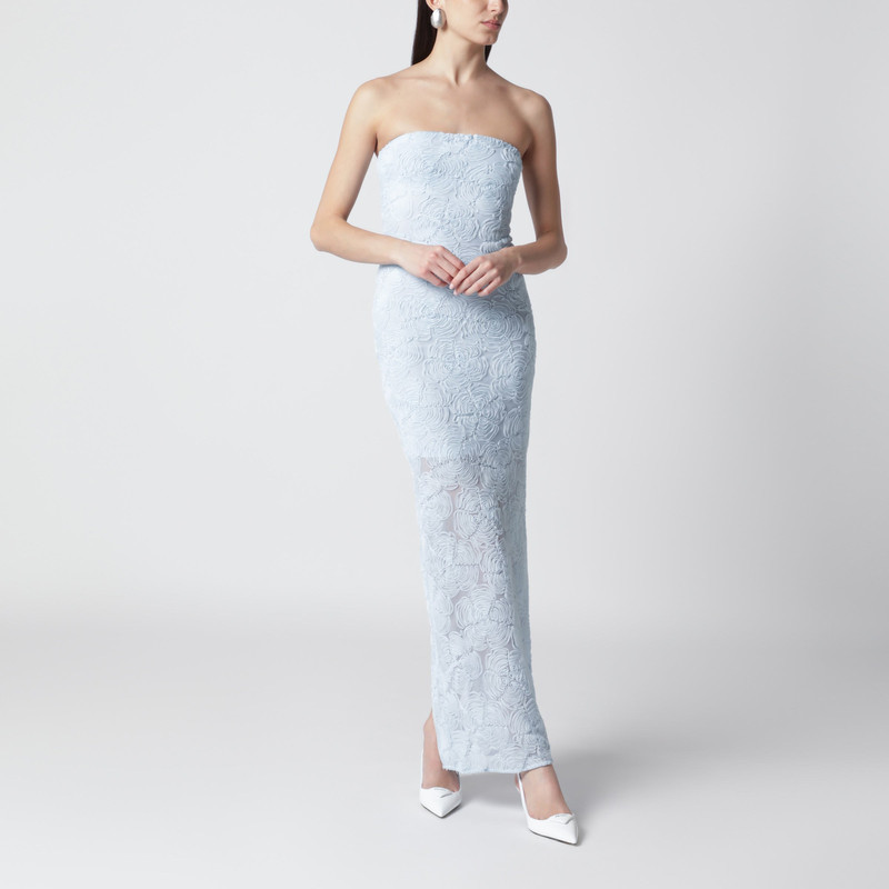 ROTATE Light blue floral mesh sheath dress outlook
