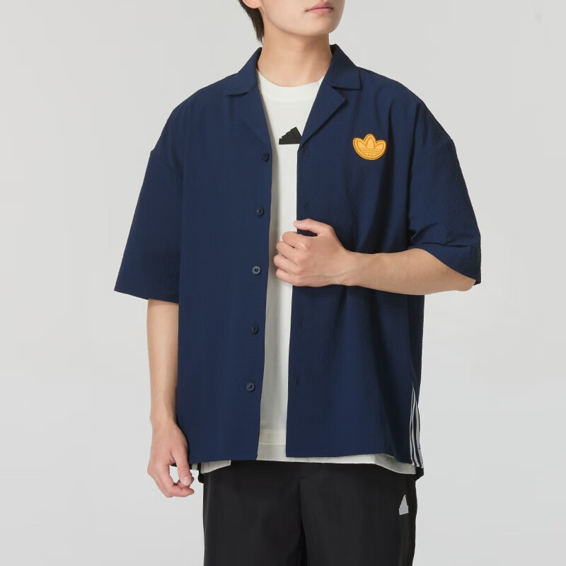 adidas adidas Originals Graphic Shirt Asia Sizing 'Navy Yellow' JI7229 outlook