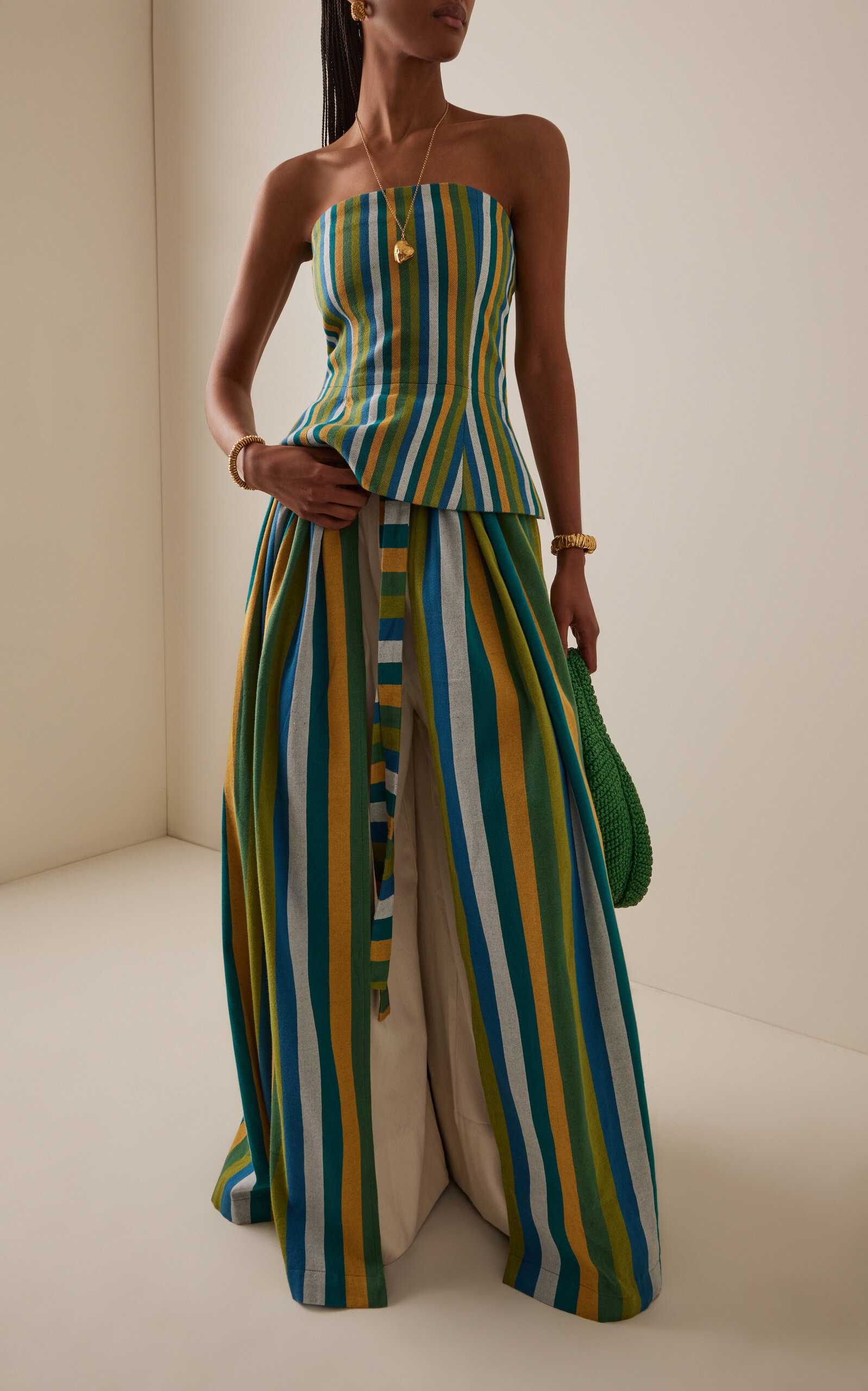 Exclusive The Striped Cotton Wrap Skirt multi - 2