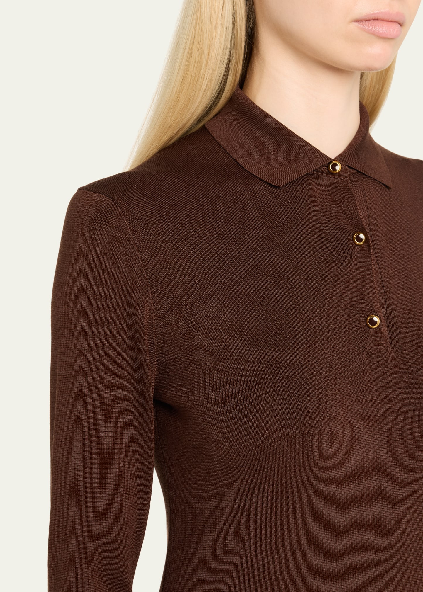 Lyskamm Long-Sleeve Silk Polo Dress - 4