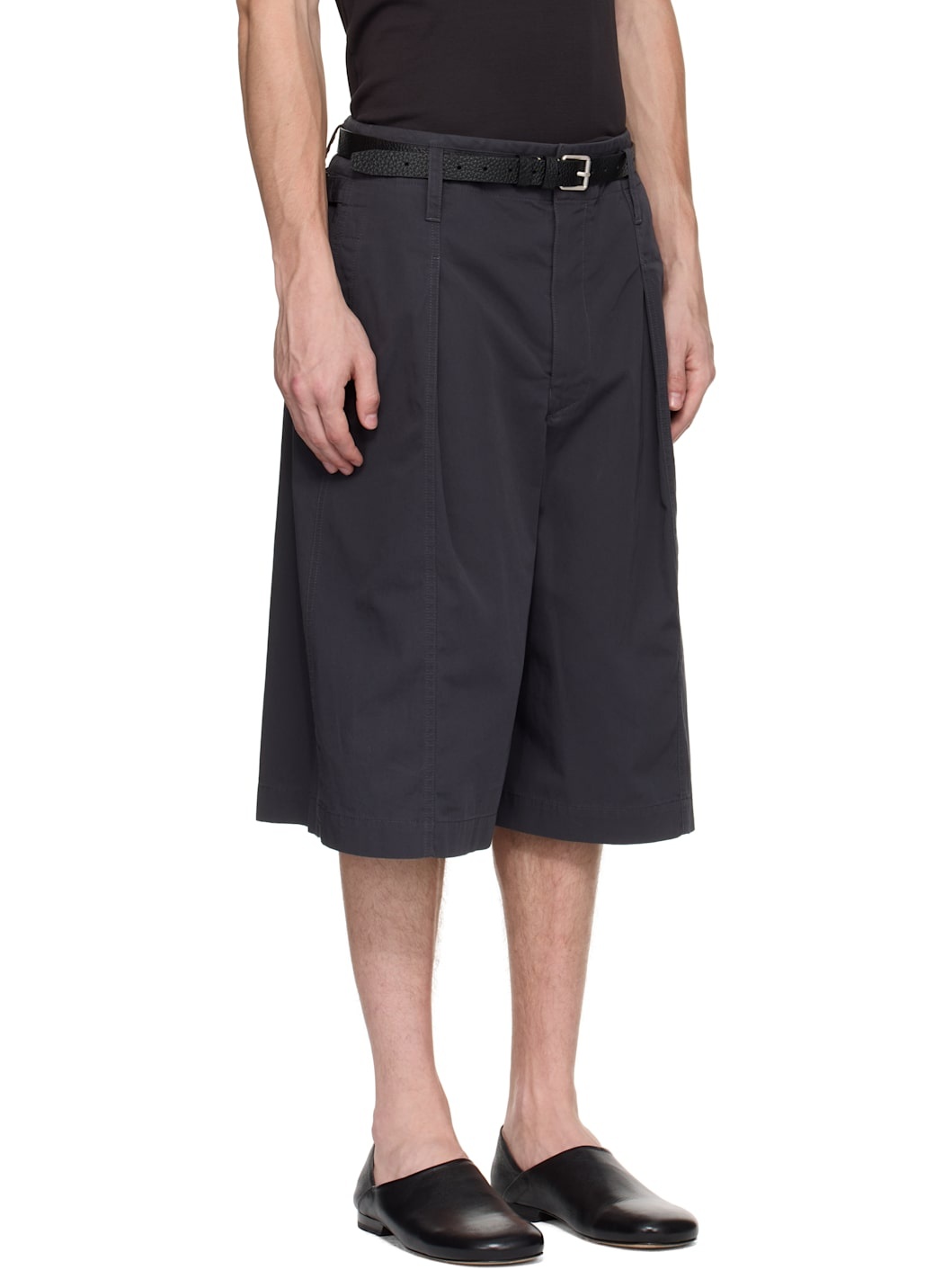 Gray Maxi Pleated Bermuda Shorts - 2