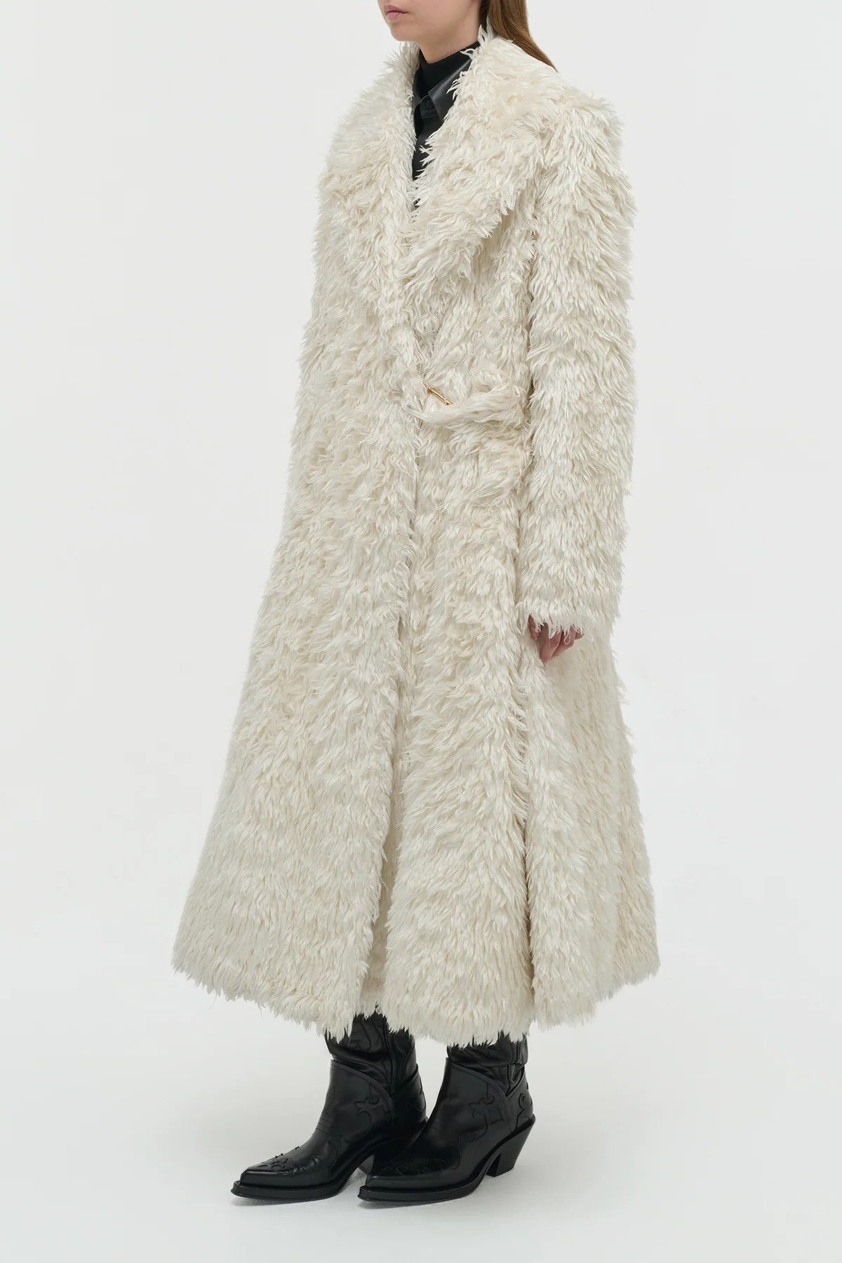 Cantwell Coat in Ivory Silk Fur - 3