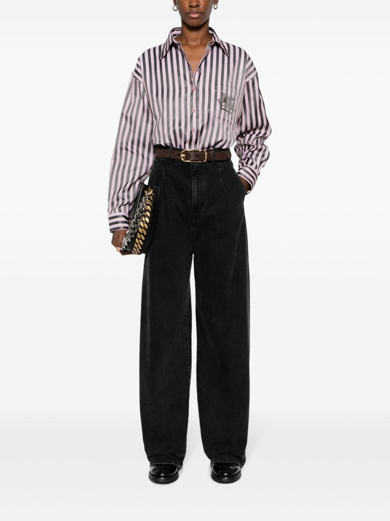 Etro Pegaso-embroidered striped shirt outlook