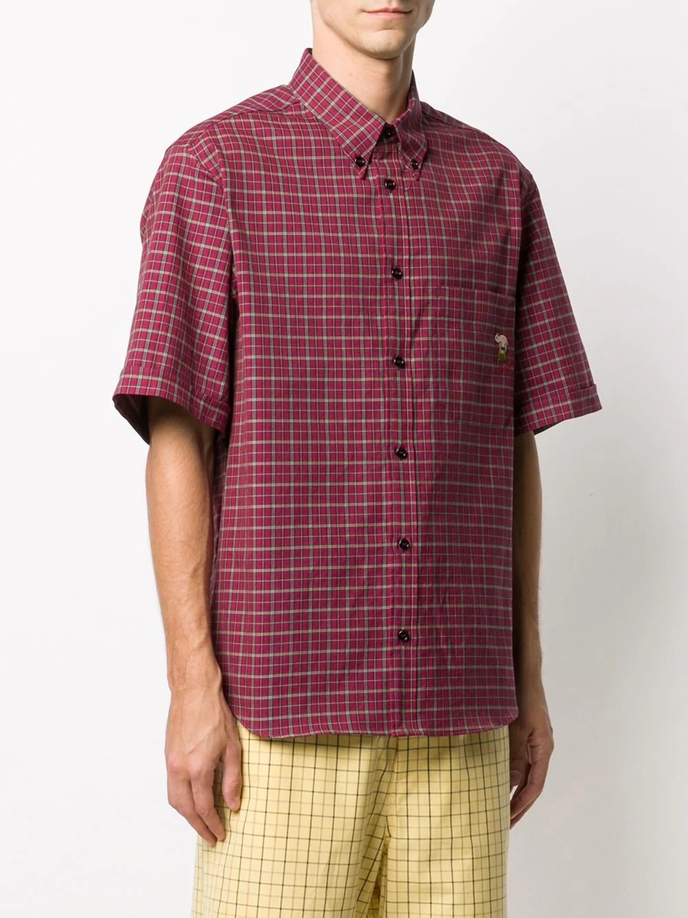 checked button-down shirt - 3