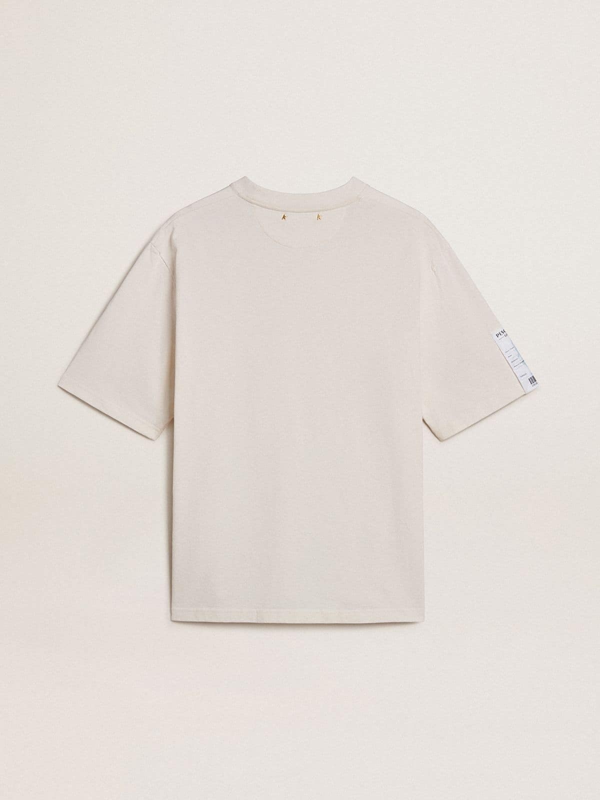 White unisex T-shirt with Mediterranean print and Pescheria Golden patch on the sleeve - 6