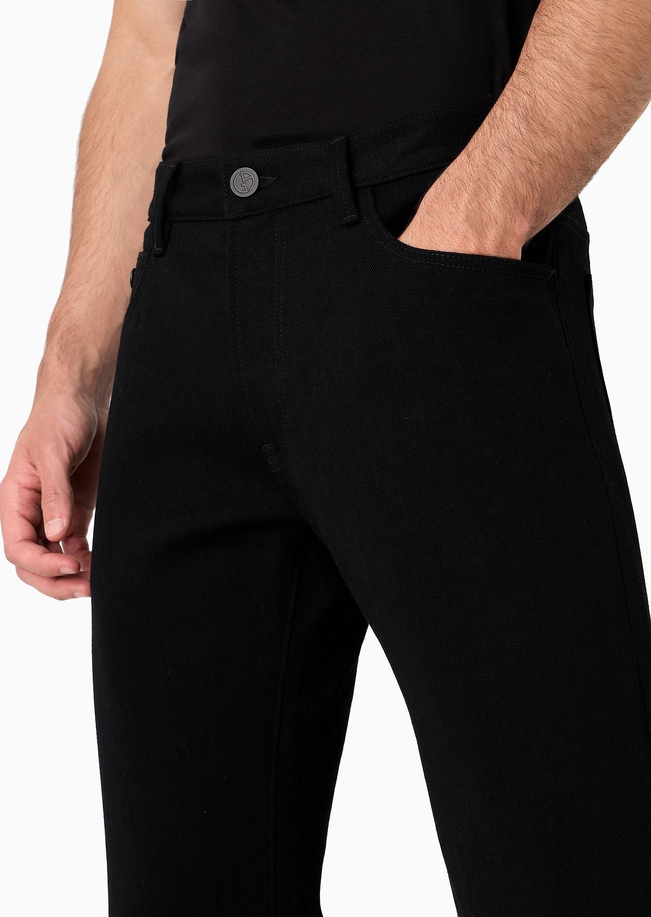 Five-pocket, regular-fit, stretch-cotton denim trousers - 5