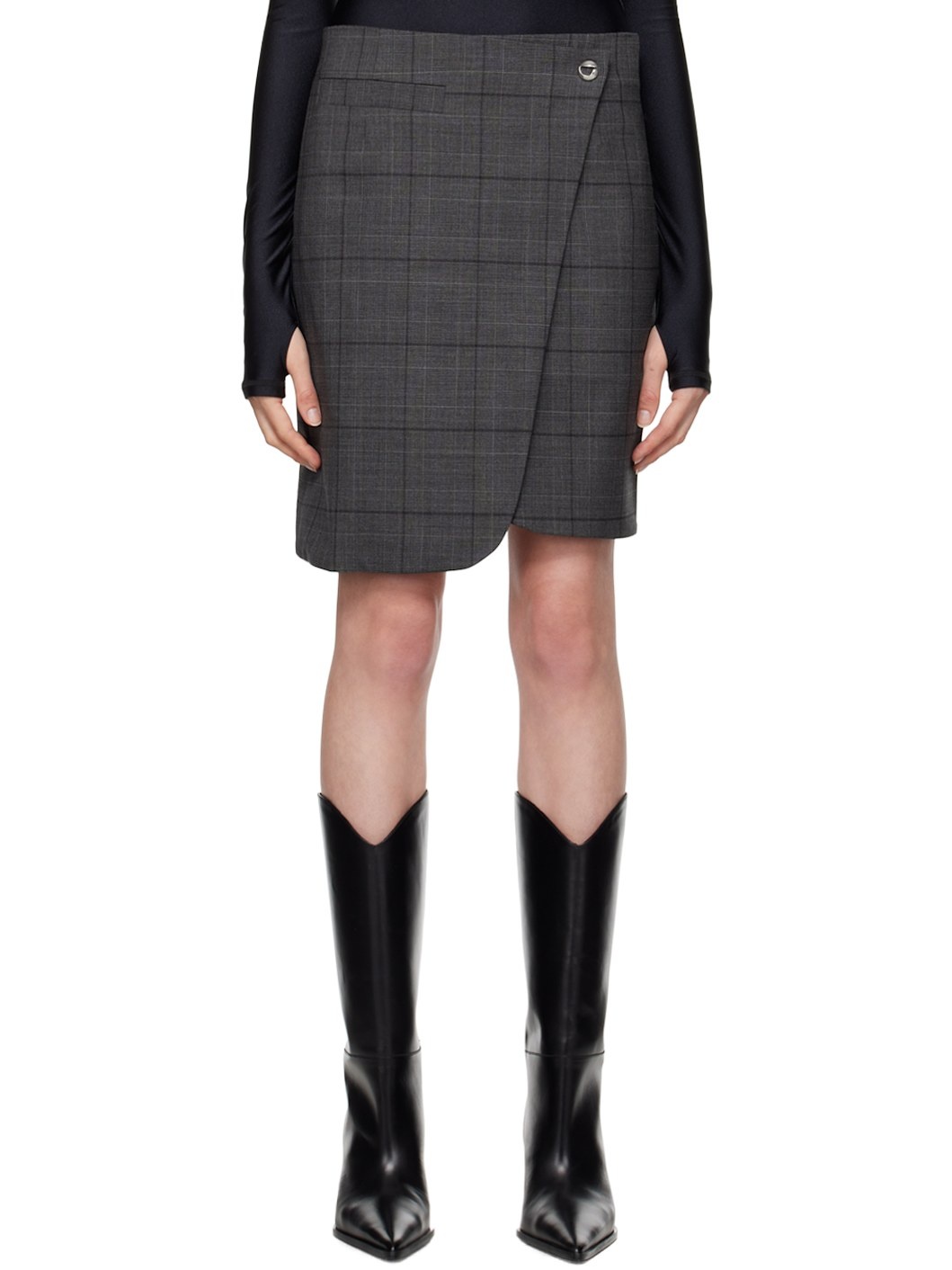 Gray Wrap Miniskirt - 1