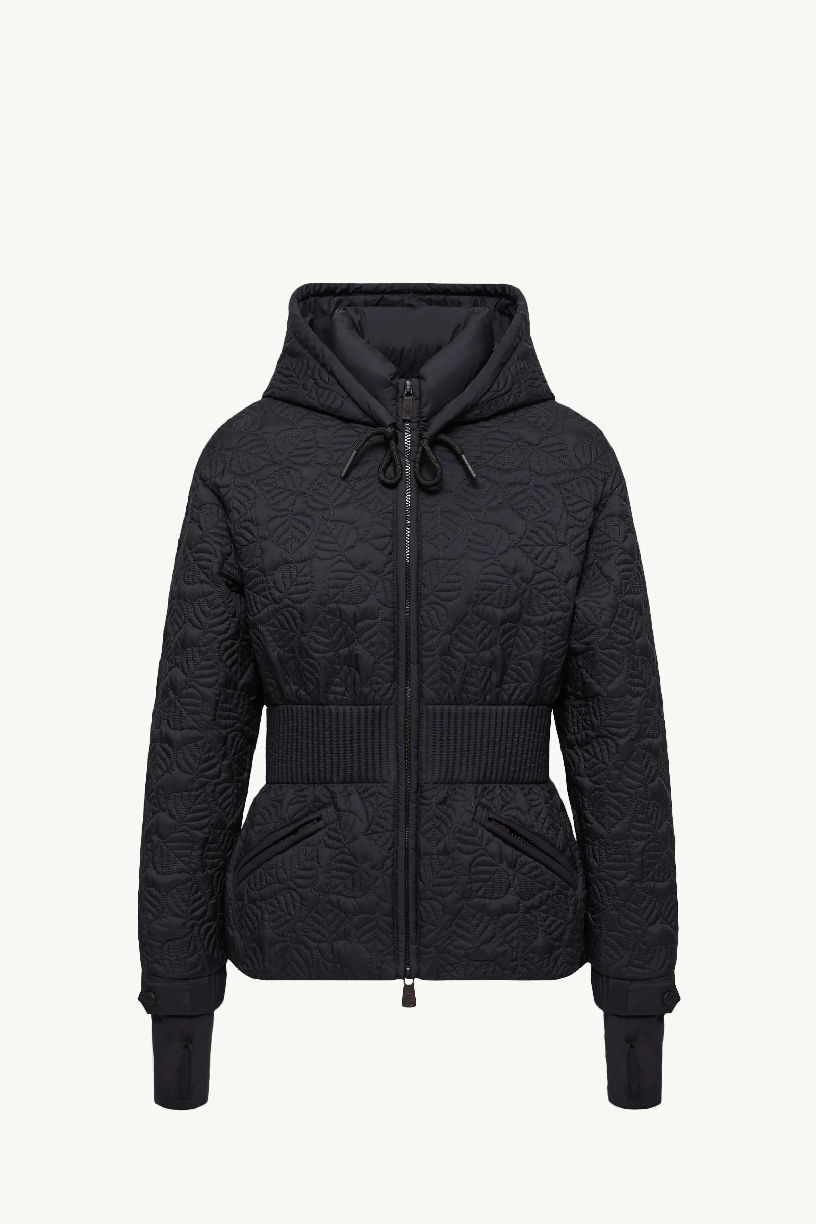 Etaules Leaf Embroidered Hooded Short Down Jacket - 1
