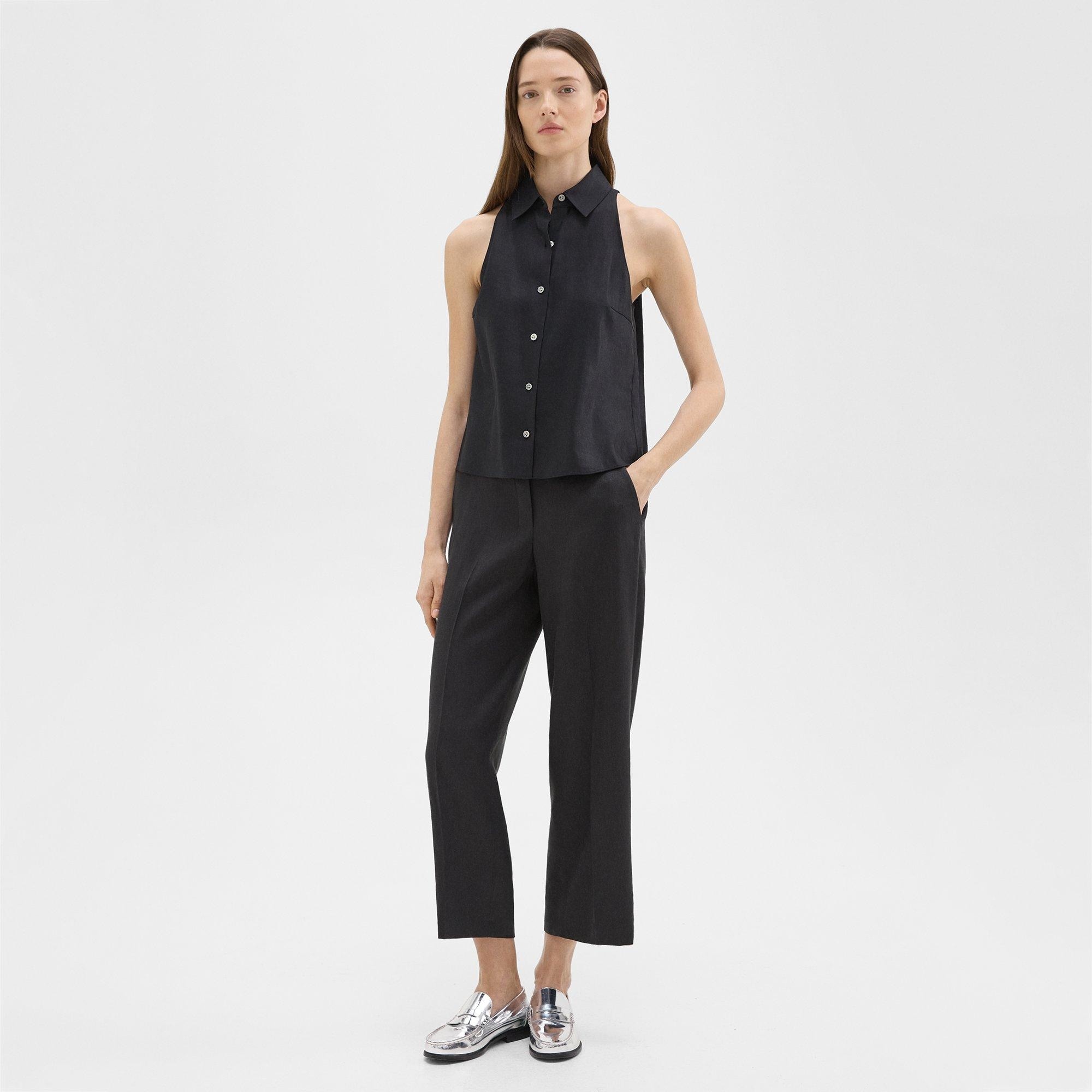 Straight Pull-On Pant in Linen-Viscose - 2