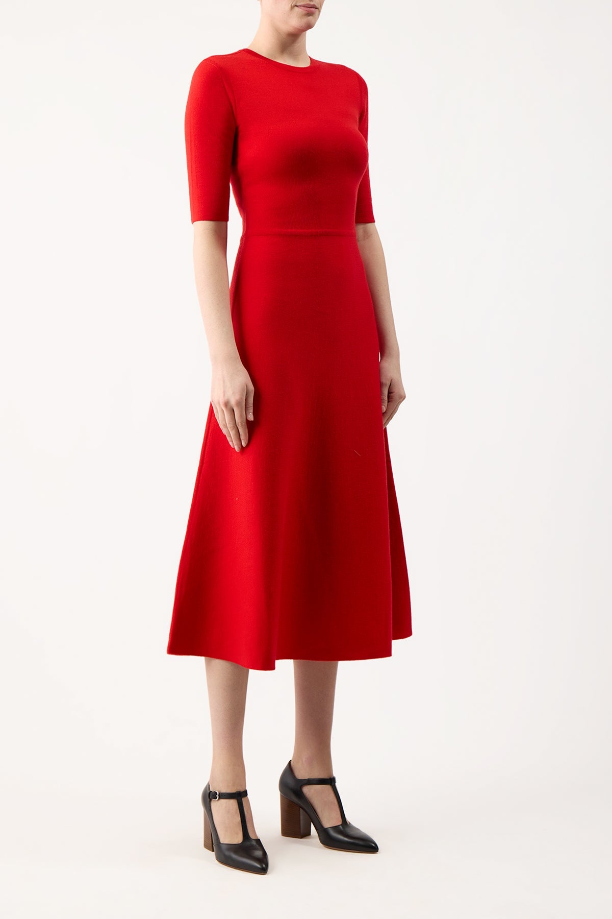 Seymore Knit Dress in Red Cashmere Wool with Silk - 3