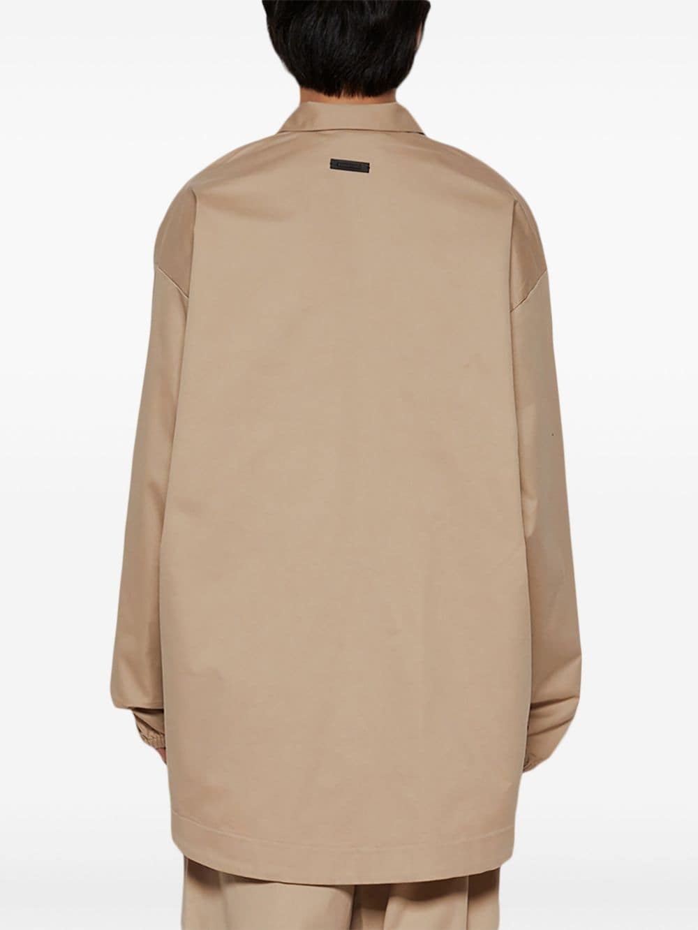logo-patch zip-up shirt jacket - 5