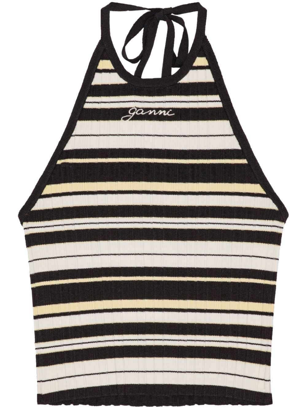 logo-embroidered striped cropped top - 1