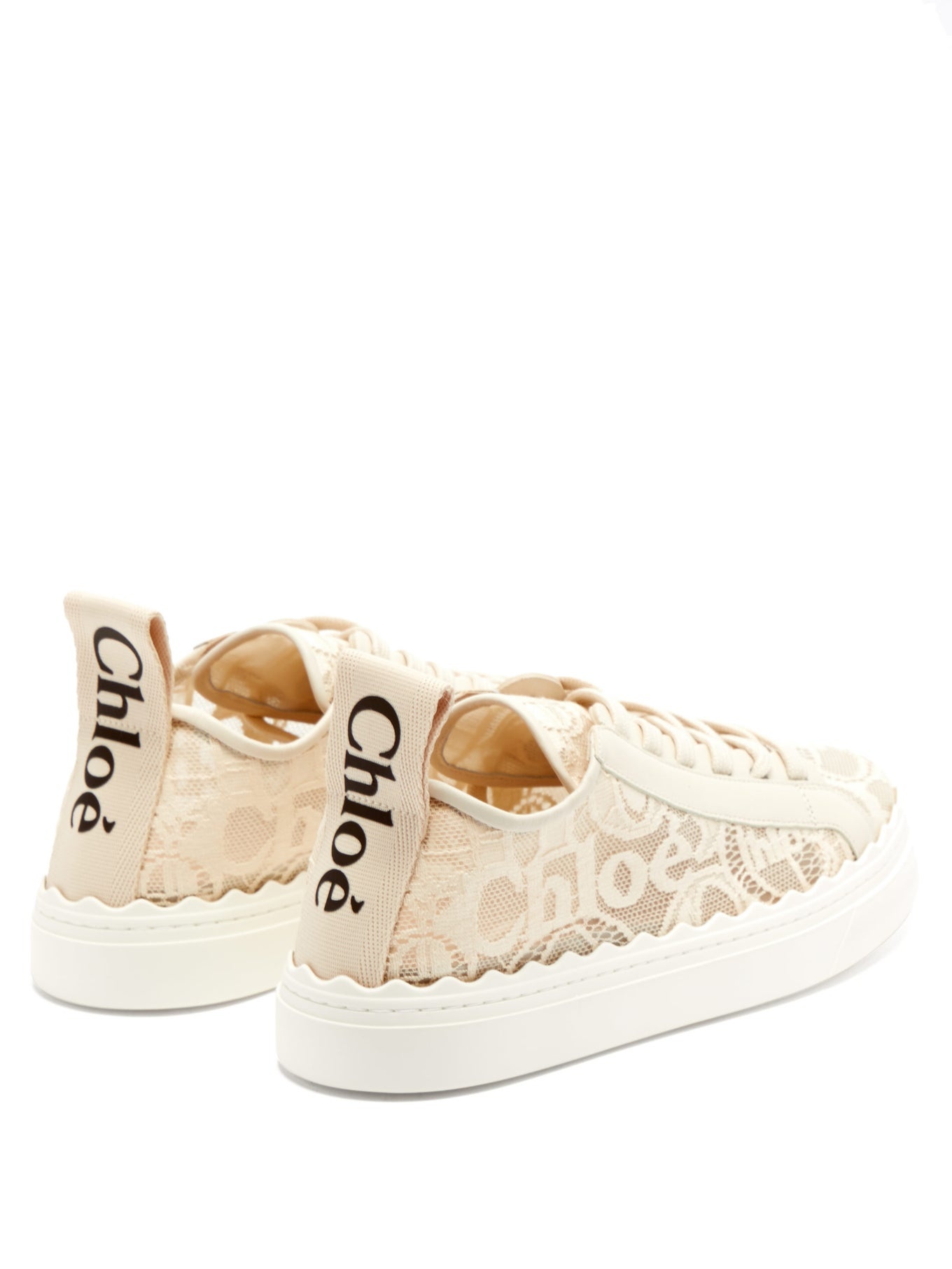 Lauren scallop-edge logo-lace trainers - 4