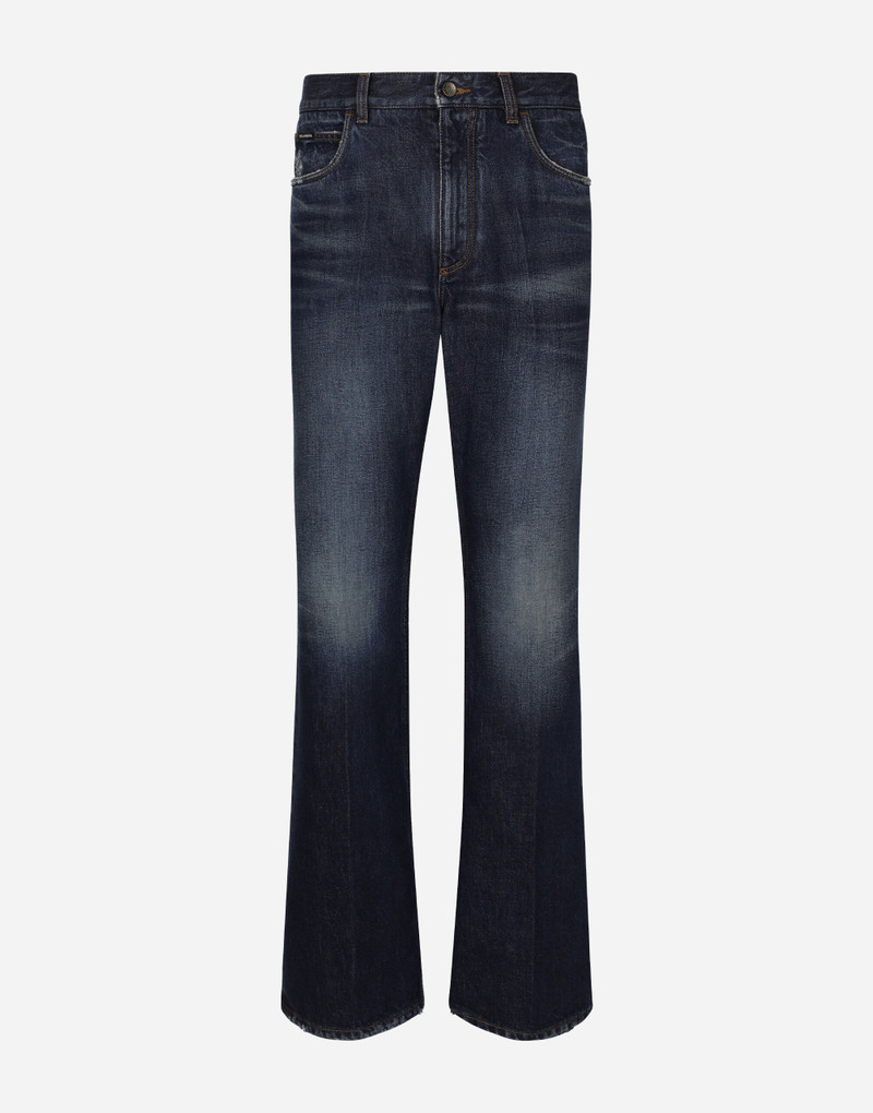 Flared blue denim jeans 1