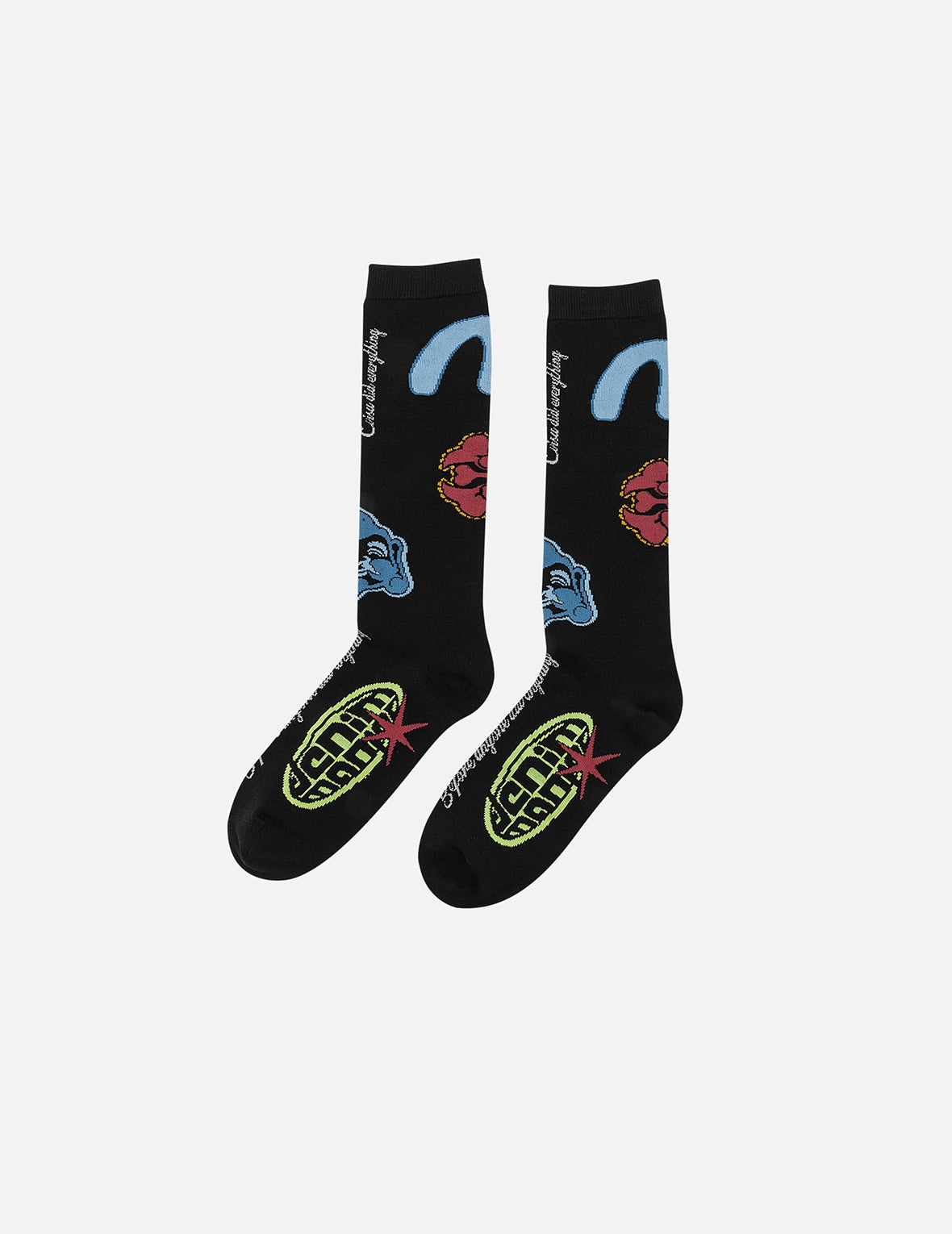 EVISU Multiple Logo Jacquard Long Socks - 1