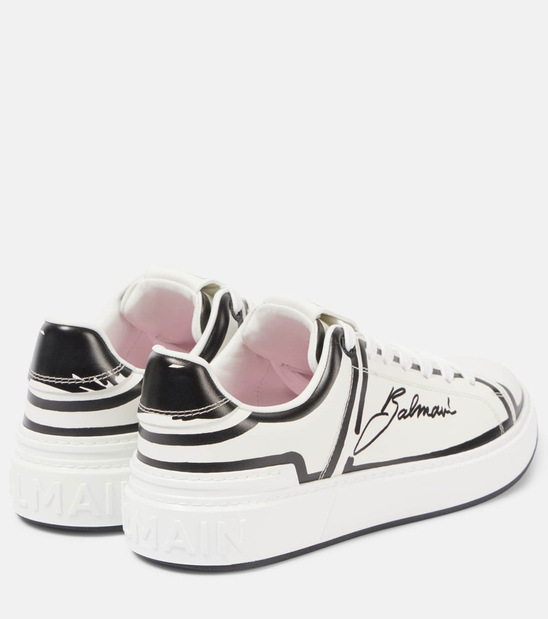 Balmain B-Court logo leather low-top sneakers outlook