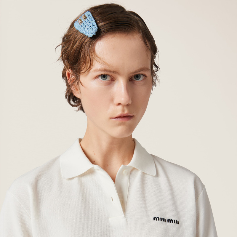 Miu Miu Woven fabric hair clip outlook