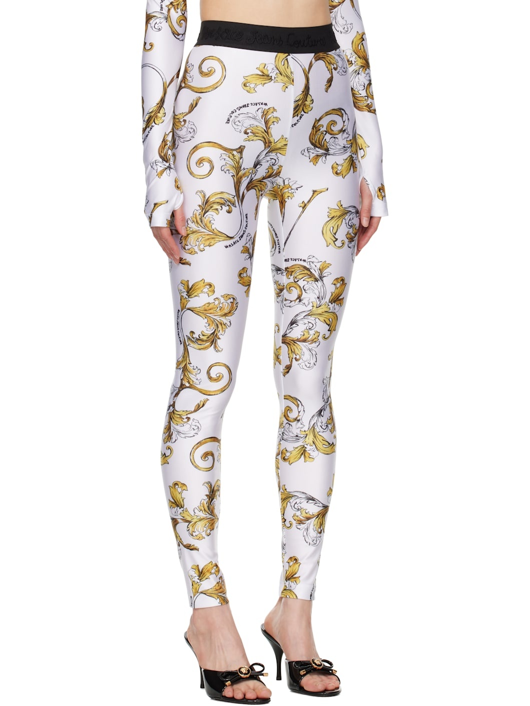 White Outline Barocco Leggings - 2