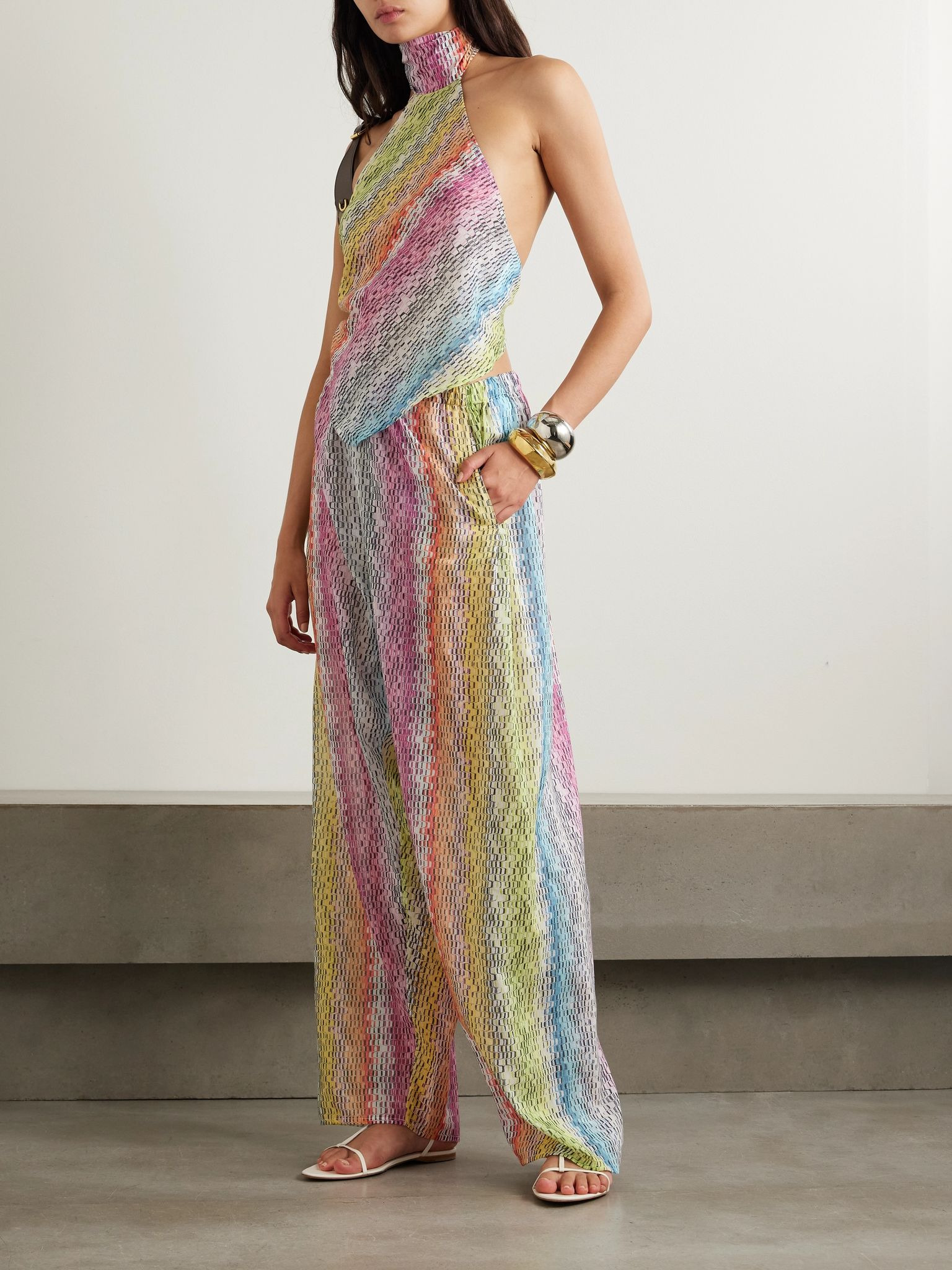 Mare printed cotton and silk-blend halterneck top Multi - 2