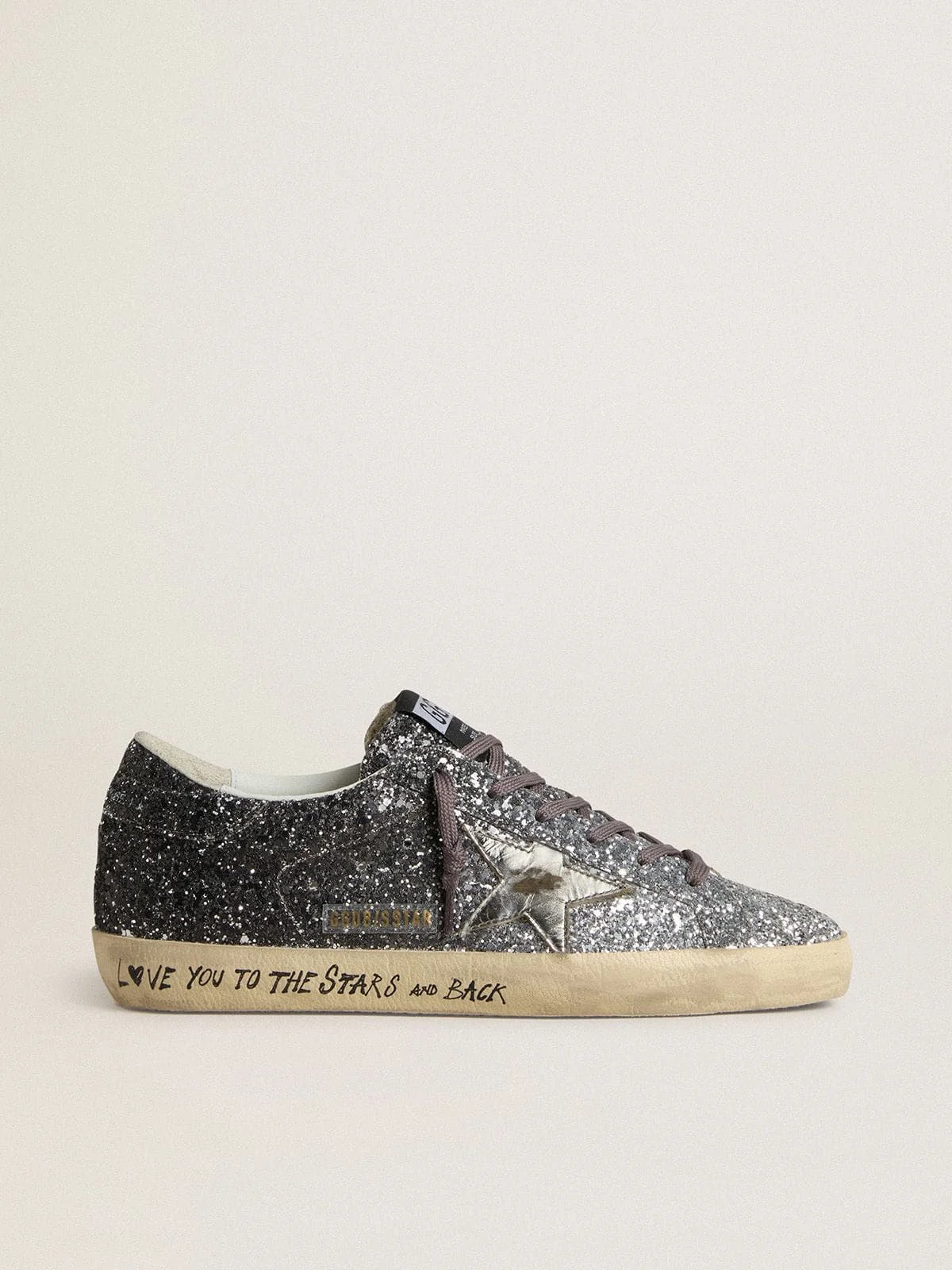 Women's Super Star with glitter upper and silver metallic leather star - 1