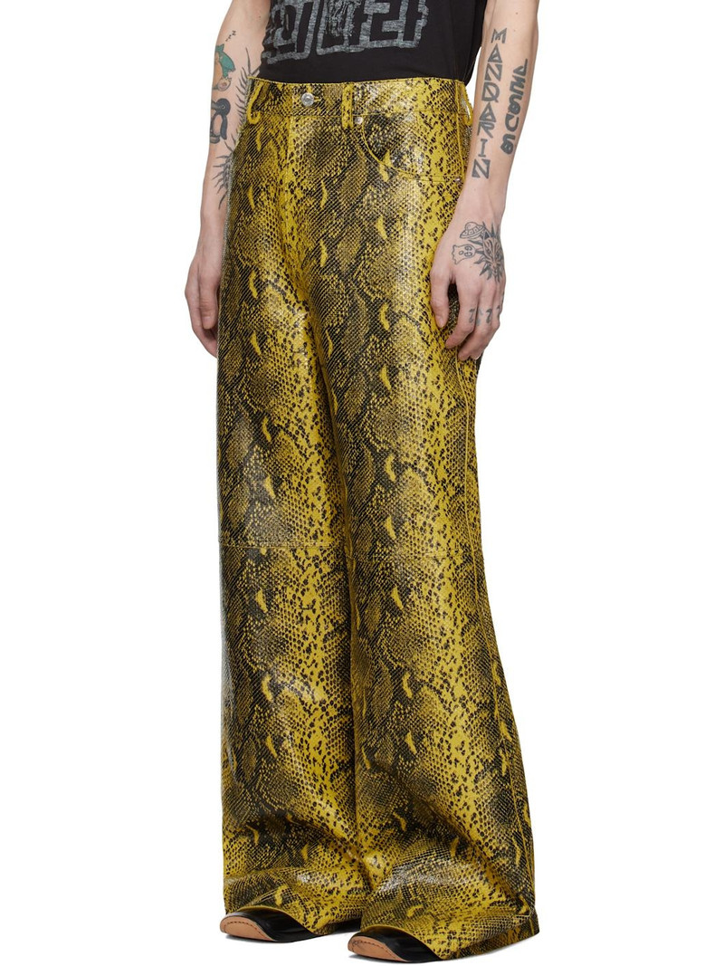 LU'U DAN Black & Yellow 'Year of the Snake' Phat Leather Pants outlook