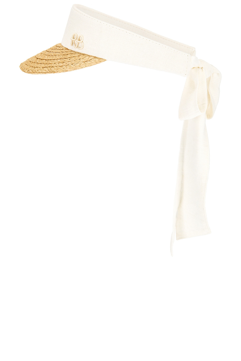 Straw Braid & Linen Visor - 4
