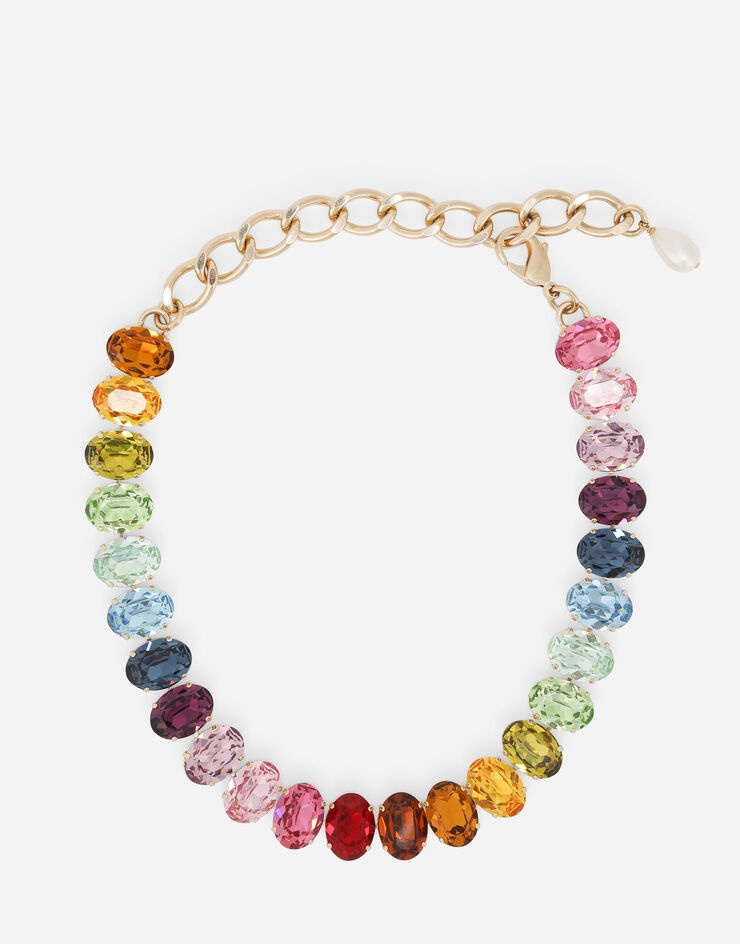 Necklace with multi-colored rhinestones - 1