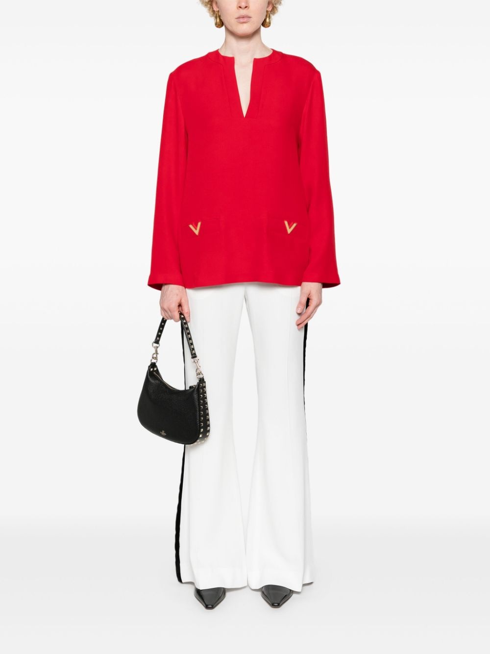 V-logo silk blouse - 2