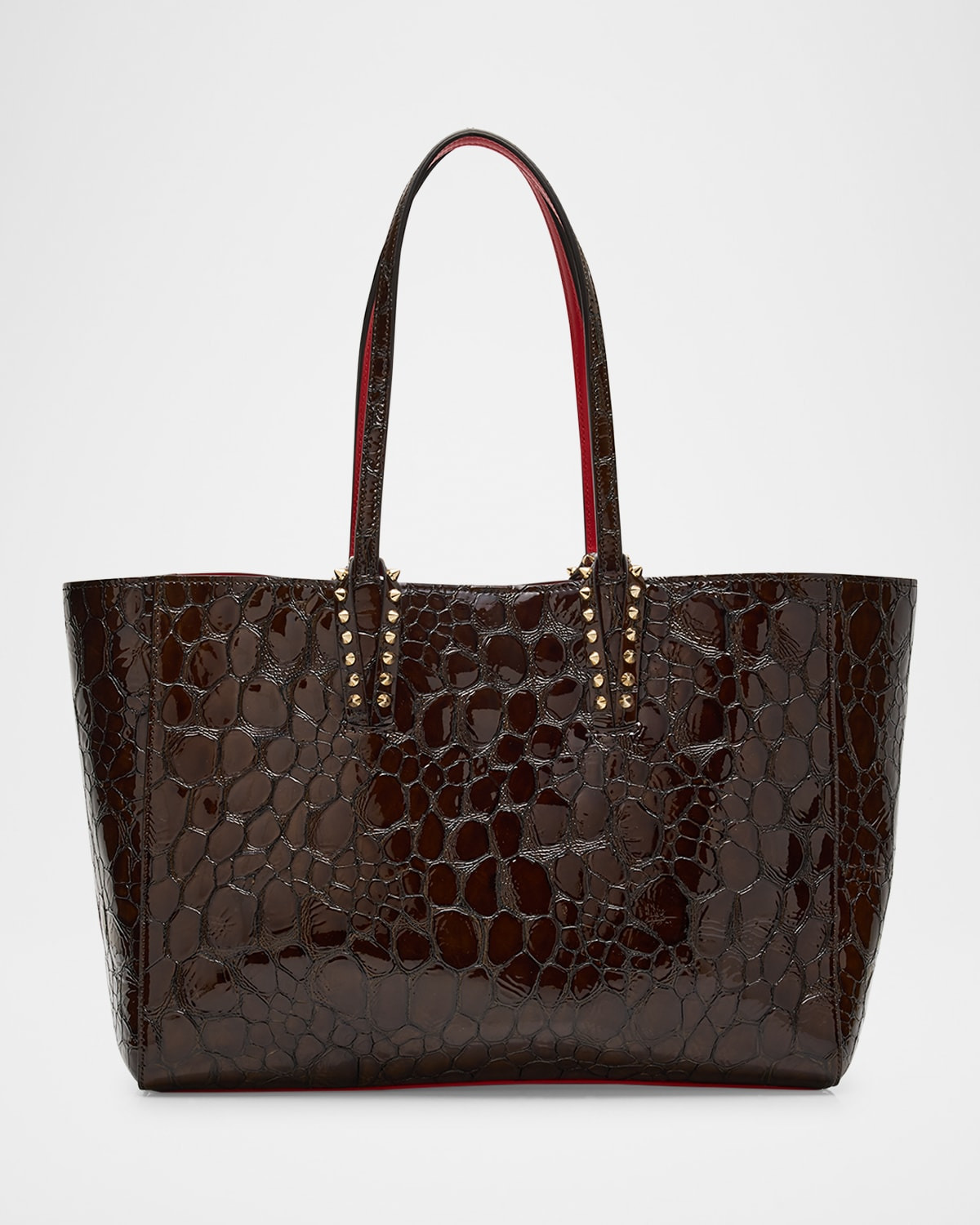 Cabata Small Tote Bag in Glossy Croc-Embossed Leather - 1