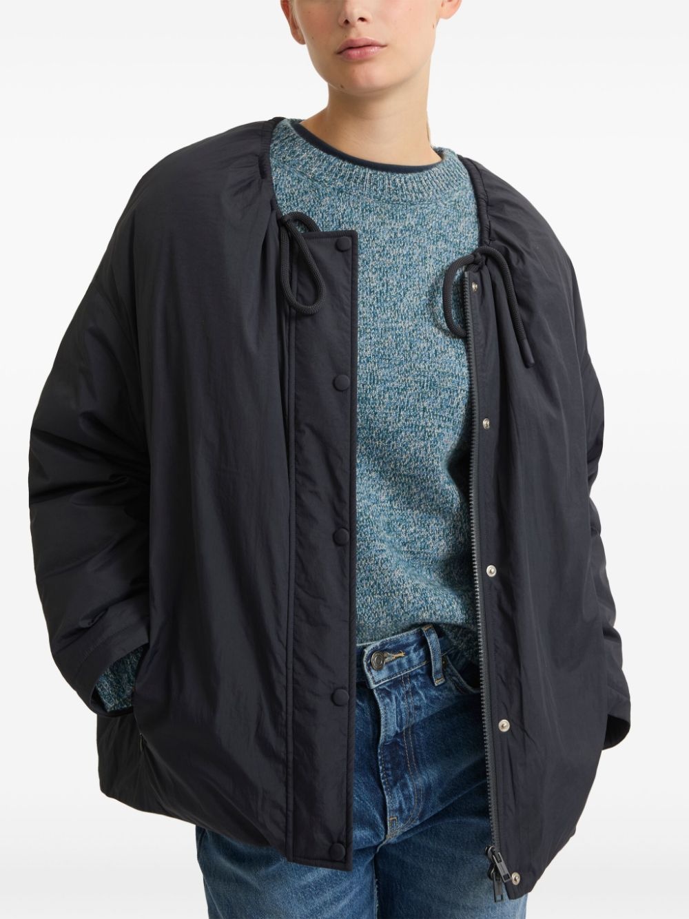 drawstring-neck down jacket - 5