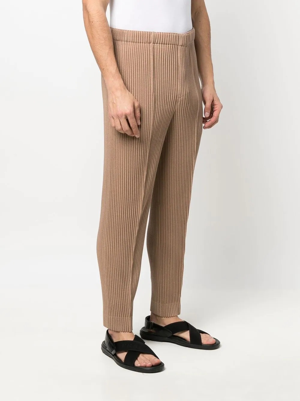 tapered plissé pants - 3