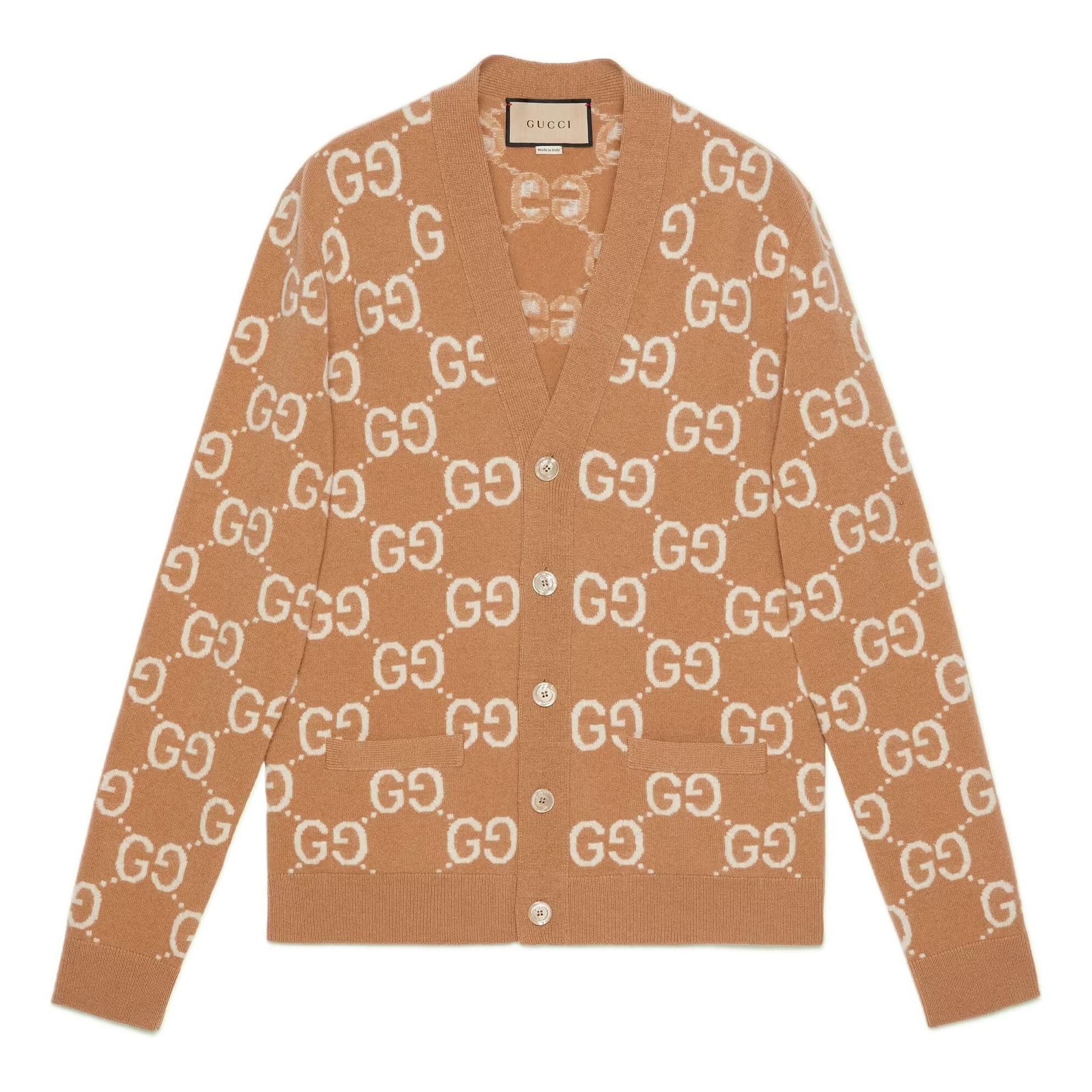 Gucci GG Wool Jacquard Cardigan 'Camel Ivory' 694758-XKCC5-2296 - 1