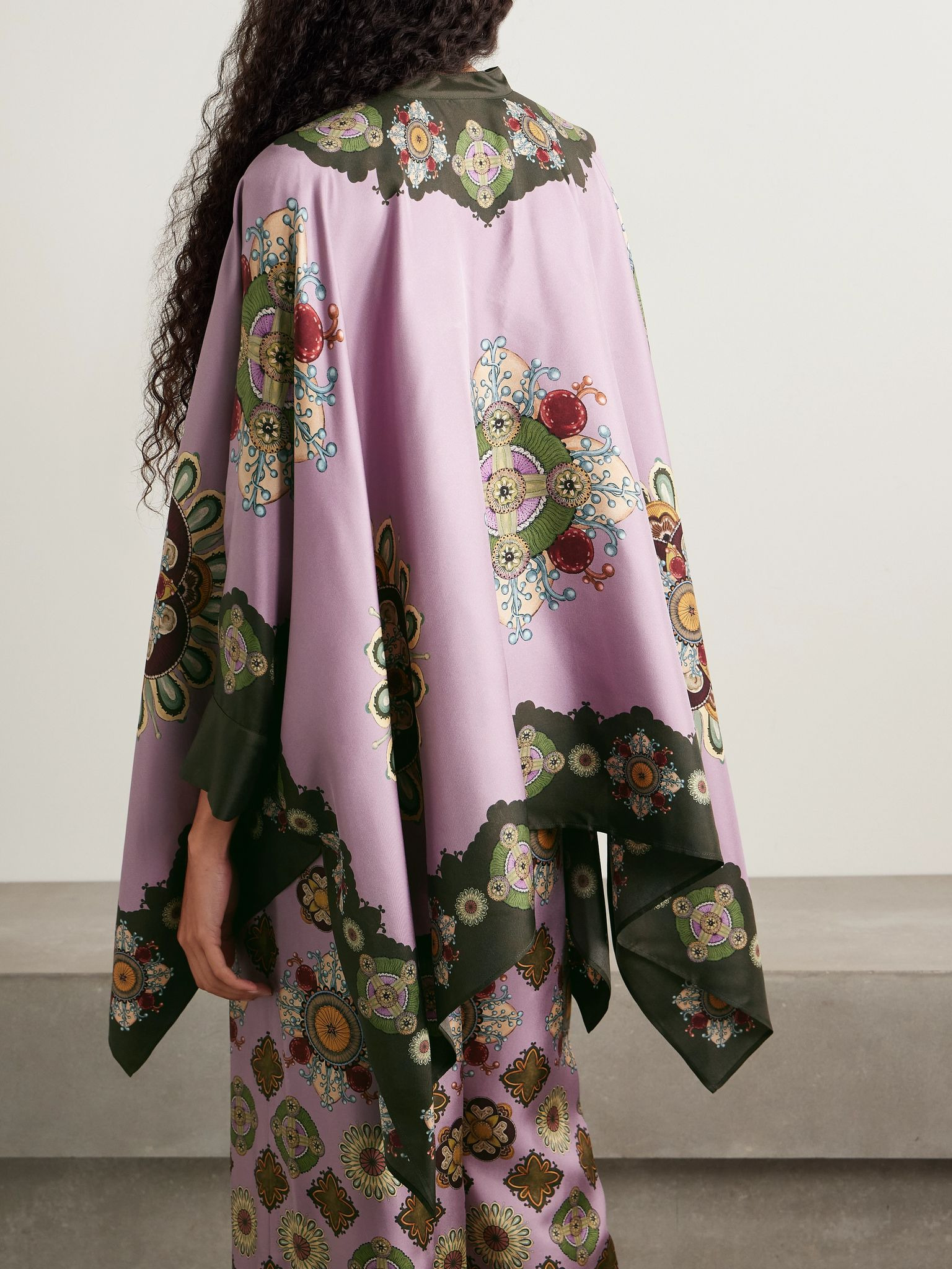Icon Foulard draped printed silk-twill shirt Purple - 3