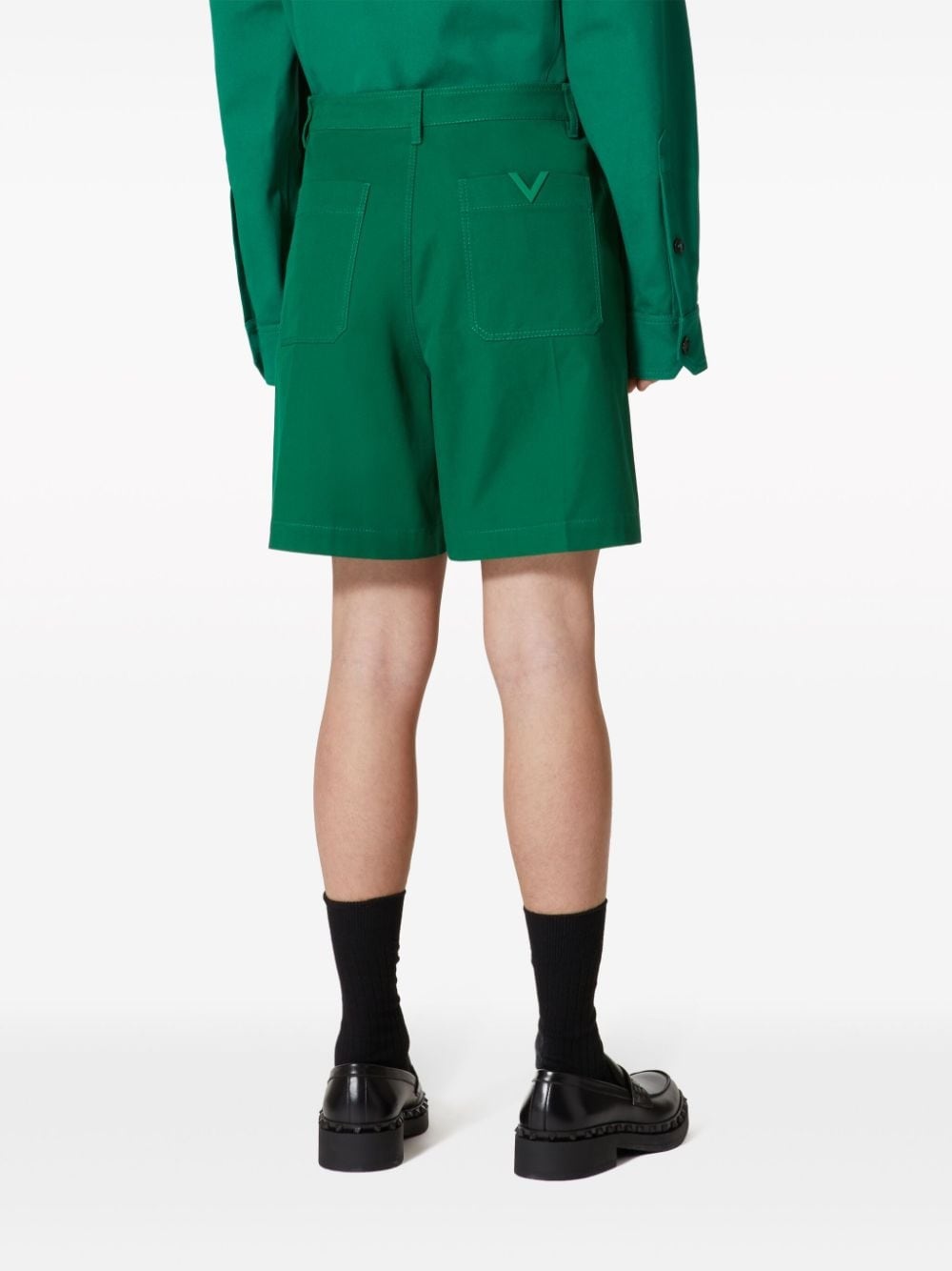 V-detail canvas bermuda shorts - 4