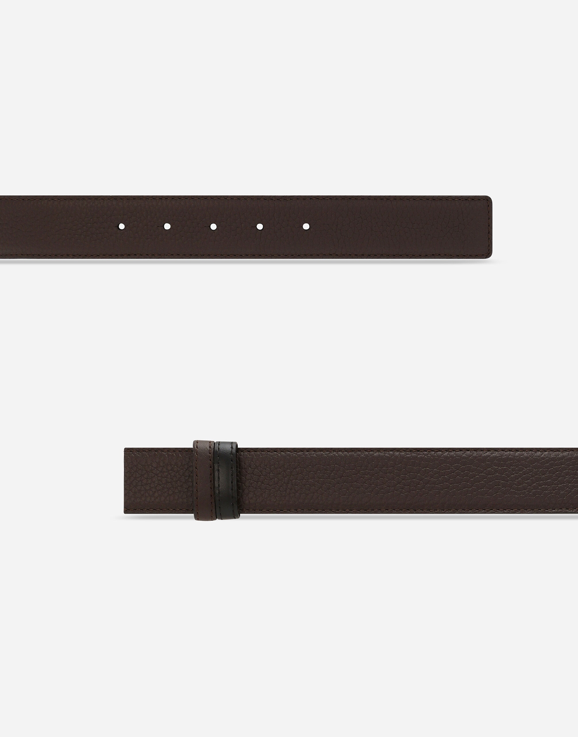 Reversible deerskin-print calfskin belt strap - 2