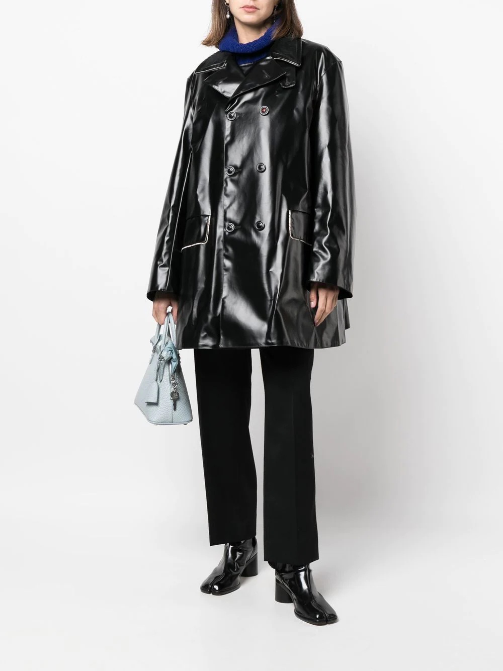 coated double-breasted coat - 2