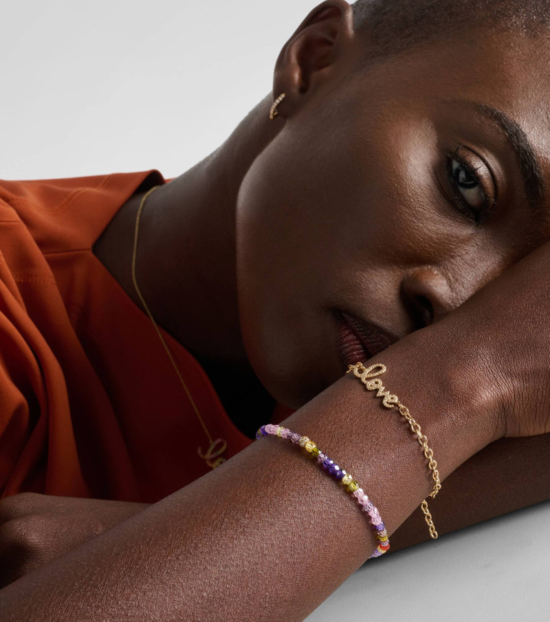 SYDNEY EVAN 14kt gold zirconia bracelet with diamonds outlook