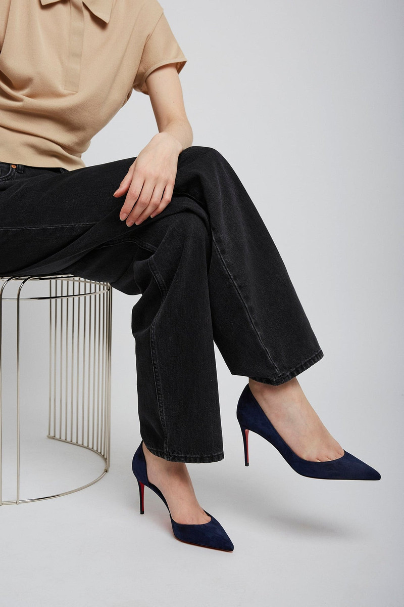 Christian Louboutin Iriza 85 dark blue suede pumps outlook