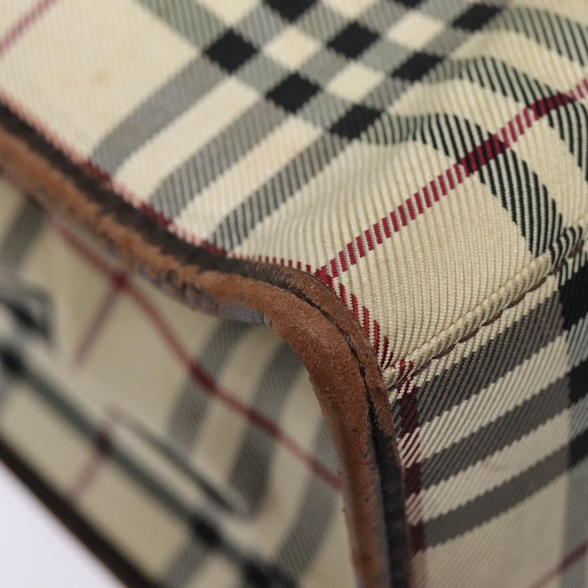 Burberry Nova Check Hand Bag Canvas Beige Silver - 15