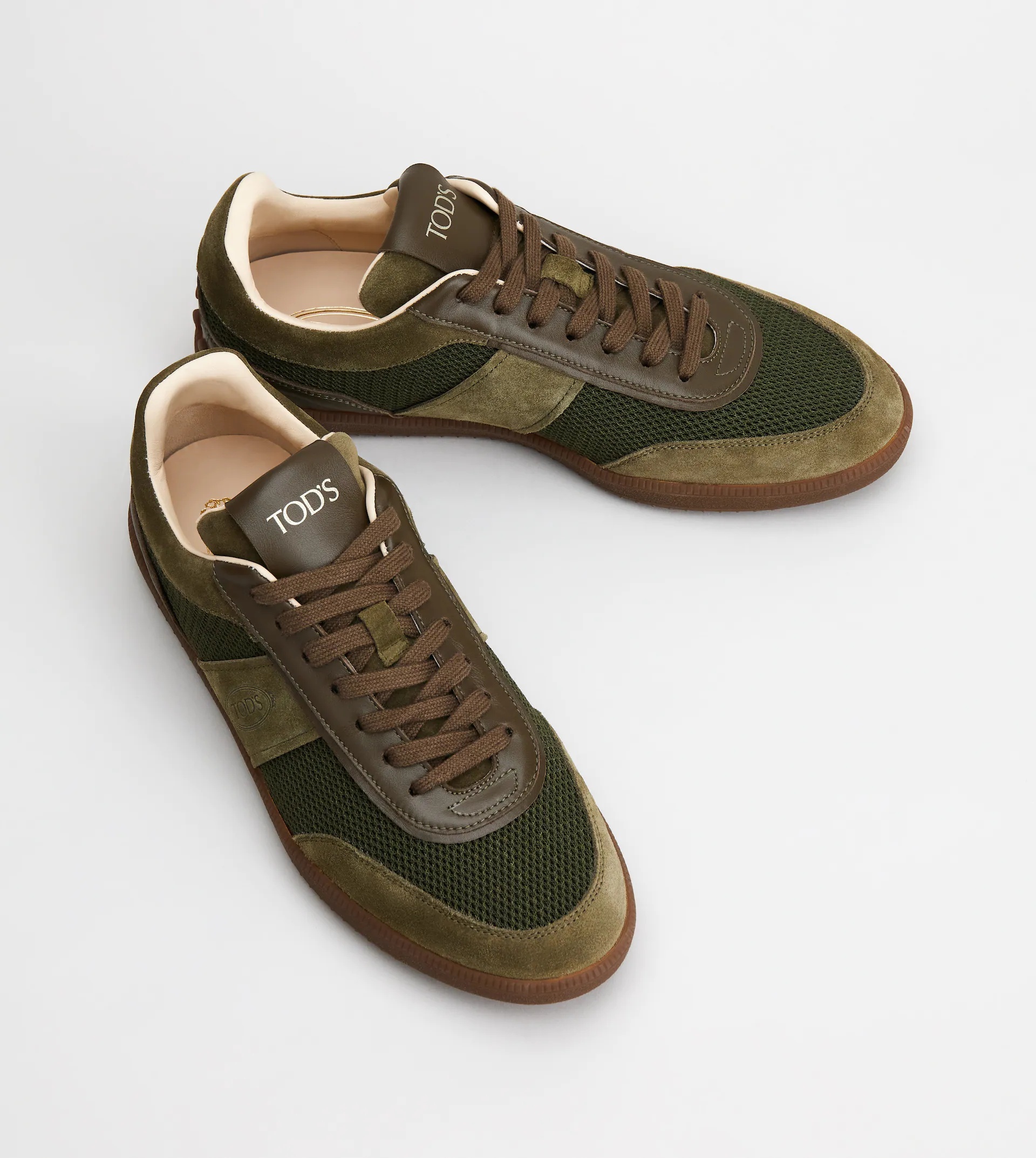 TOD'S TABS SNEAKERS IN SUEDE AND TECHNICAL FABRIC - GREEN - 4