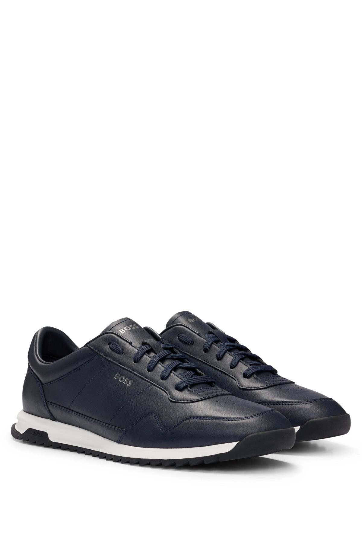 LEATHER TRAINERS WITH KNURLED SOLE AND SIGNATURE DETAILS - 2