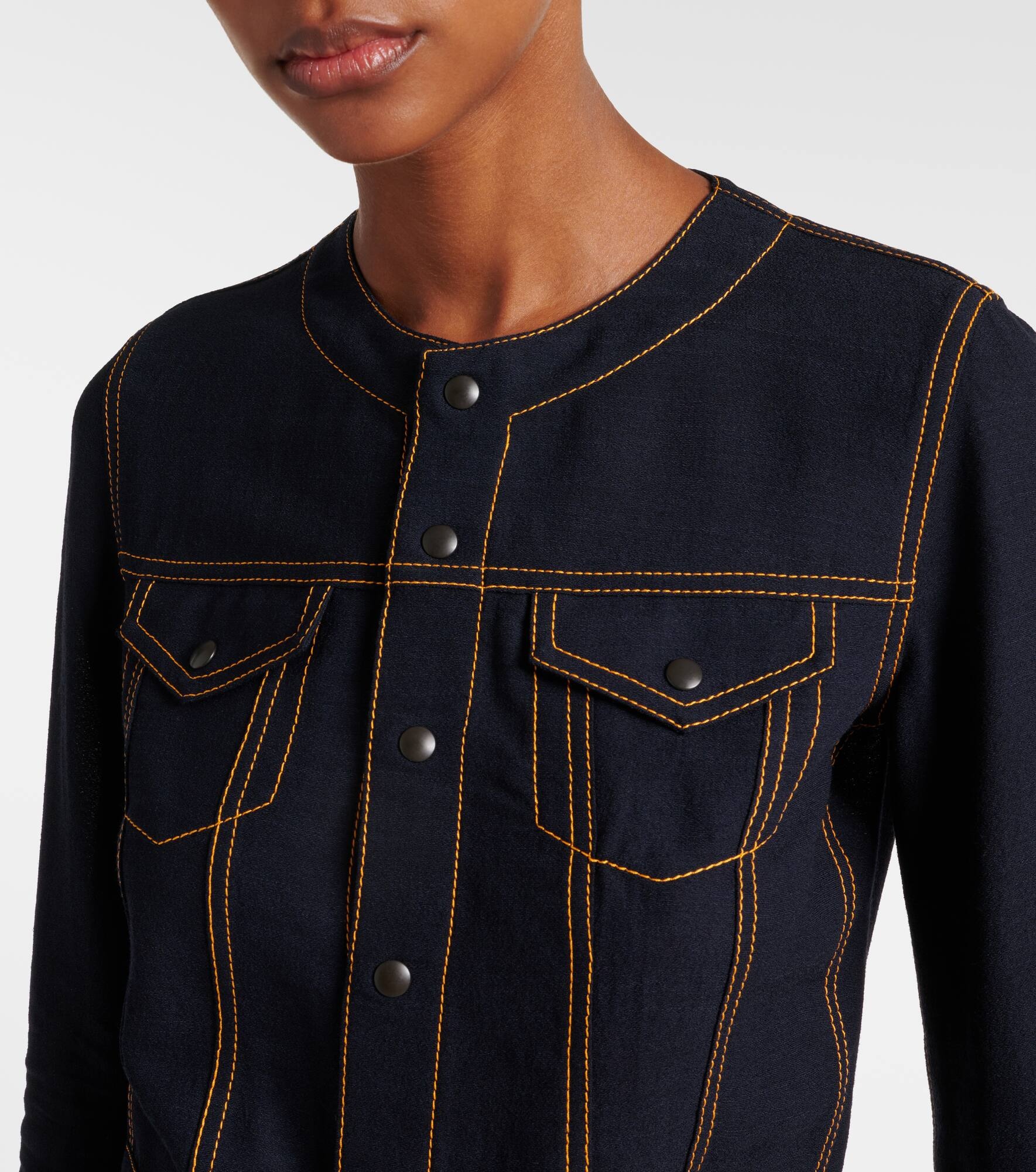 Fluid cropped wool-blend jacket - 4