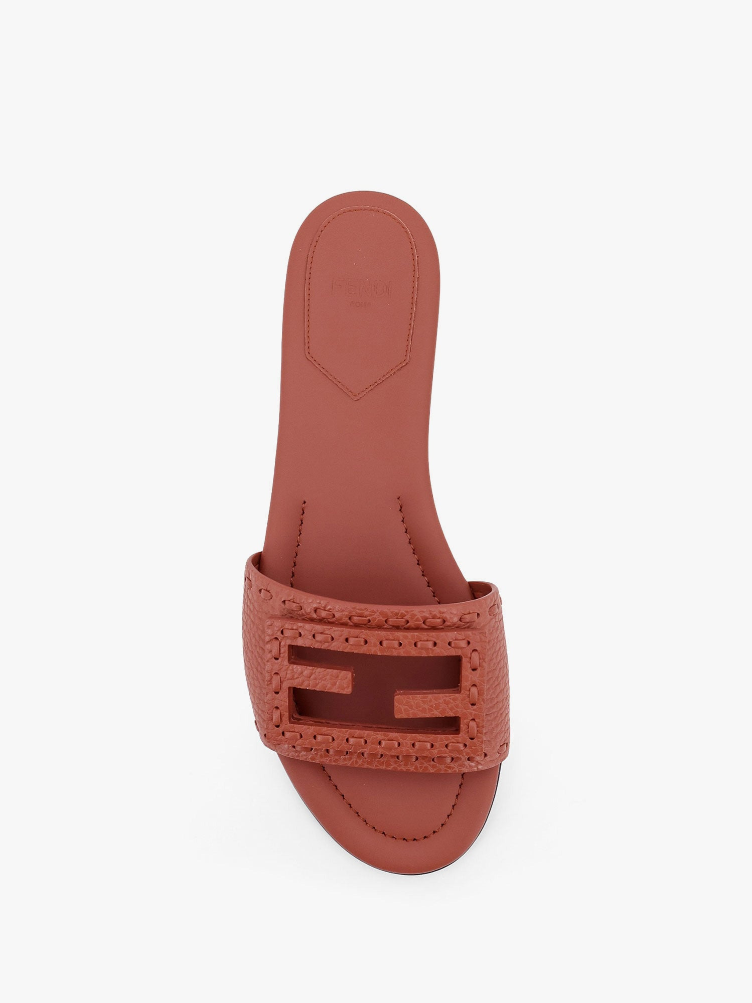 Fendi Women Baguette Leather Slides With Macro Selleria Topstitches - 4