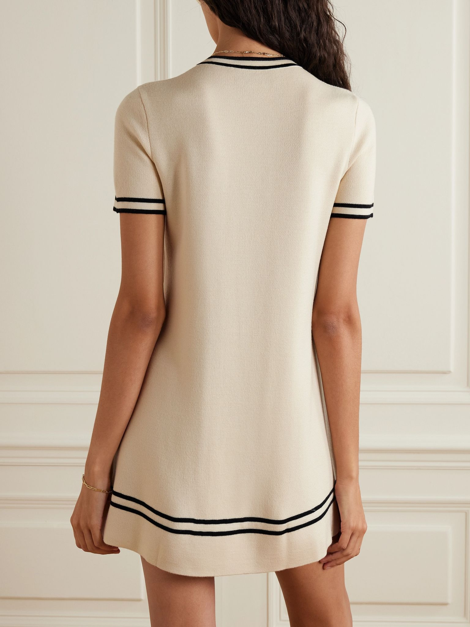 Horsebit wool-jacquard mini dress Cream - 3